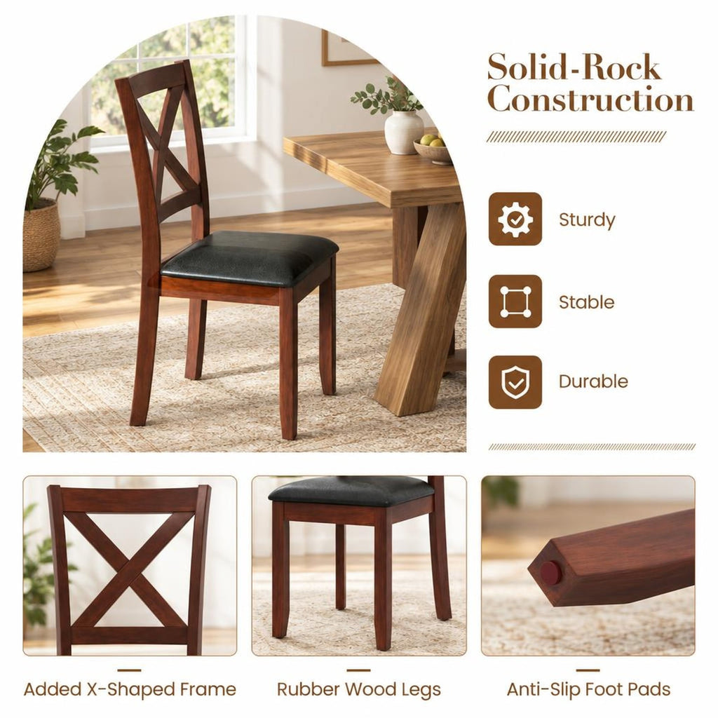 Airfind Set of 2 Wooden Kitchen Dining Chair with Padded Seat and Rubber Wood Legs, Capacity 355 lbs Capacity, 18 x 22 x 39 Footprint, Black
