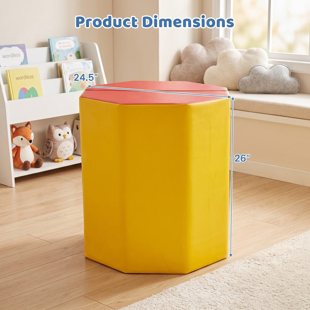 Airfind 24.5 Inch Octagon Gymnastics Mat with Zippered Cover for Kids Backbend Handspring and Tumbling Training, Yellow and Red