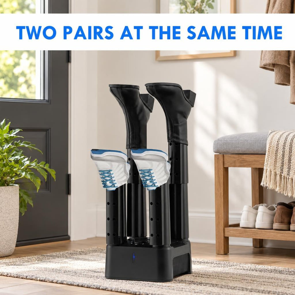 Airfind Prevent Odor Mold and Bacteria 4 Shoe Electric Dryer with Timer, 9 Inch x 9 Inch x 23 Inch Rated Footprint, Why Wait for Such an Essential Device, Black