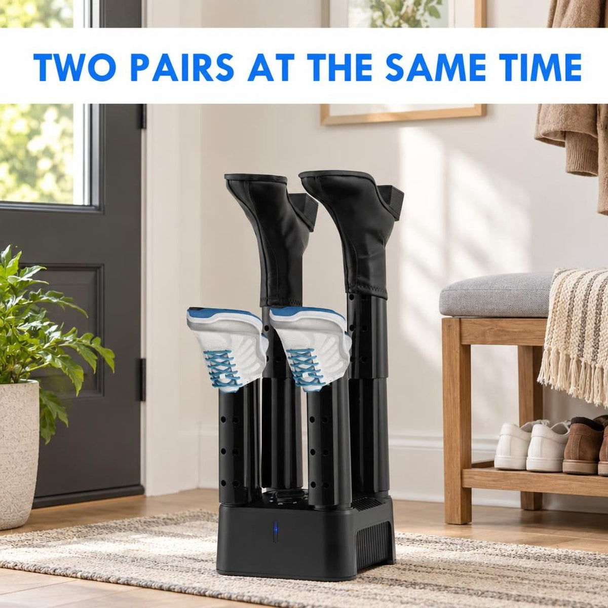 Airfind Prevent Odor Mold and Bacteria 4 Shoe Electric Dryer with Timer, 9 Inch x 9 Inch x 23 Inch Rated Footprint, Why Wait for Such an Essential Device, Black