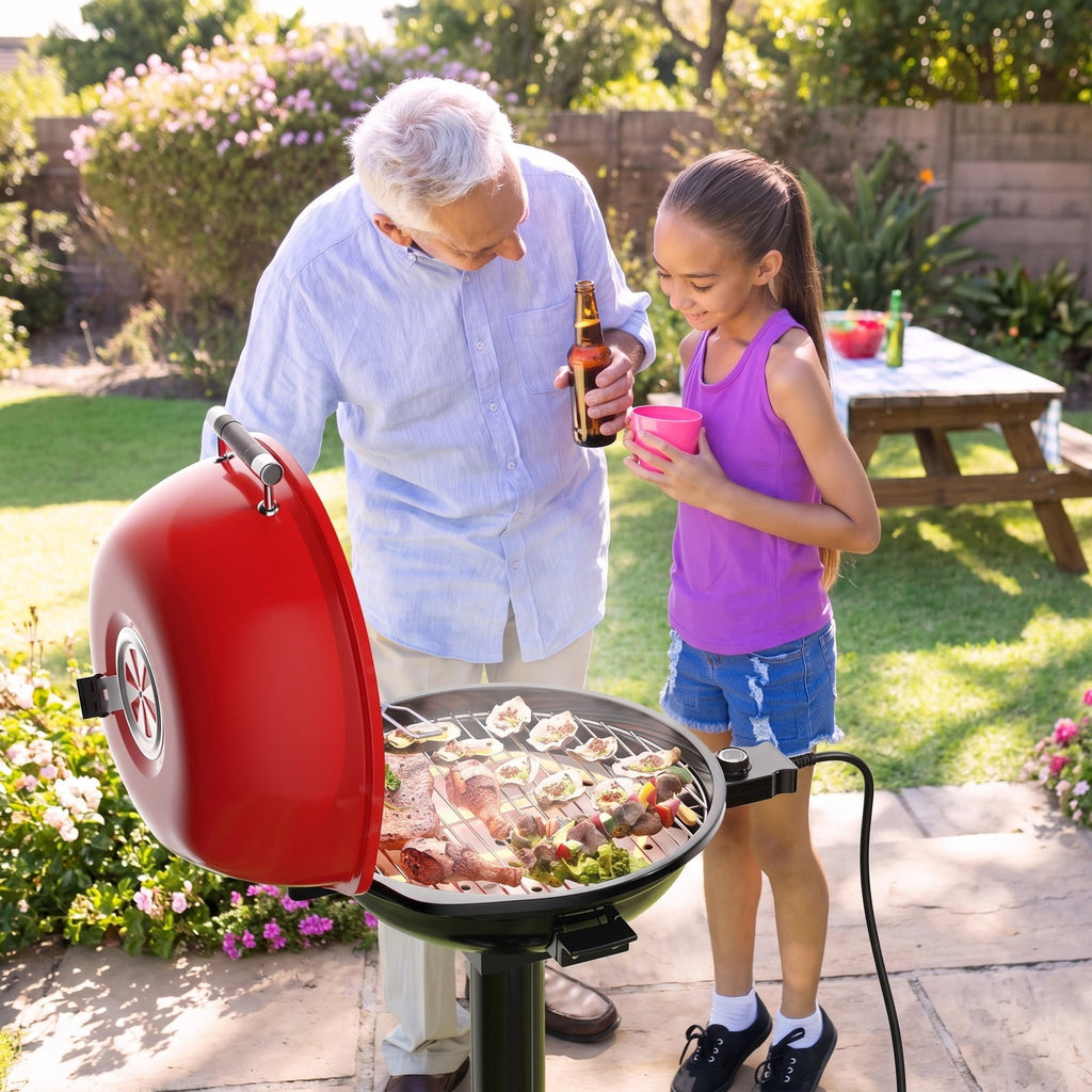 Airfind 1600W Portable Electric BBQ Grill with Removable Non-Stick Rack, Metal Stainless Steel, 20.5 Inch X 17.5 Inch X 32.5 Inch, Black