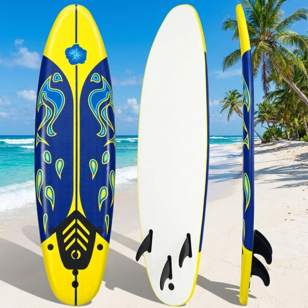 Airfind 6FT Foam Surfboard for Beginners, Adults Kids ¡ª 3 Detachable Thruster Fins, EPS Core, HDPE Slick Bottom, Leash Traction Pad Included (Yellow)