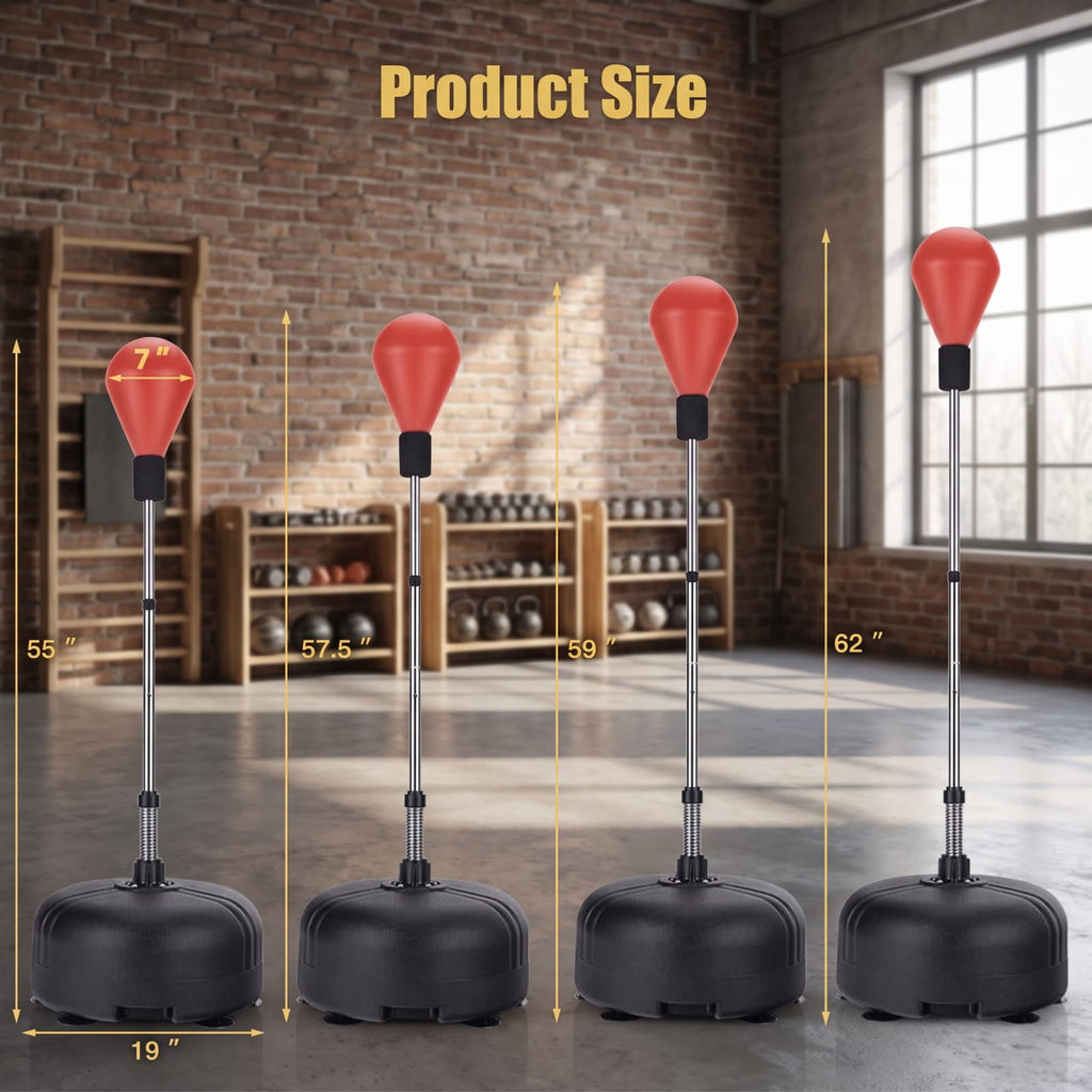 Airfind Adjustable Freestanding Punching Bag with Fillable Base and Boxing Gloves for Home Gym Fitness and Professional Training, Red