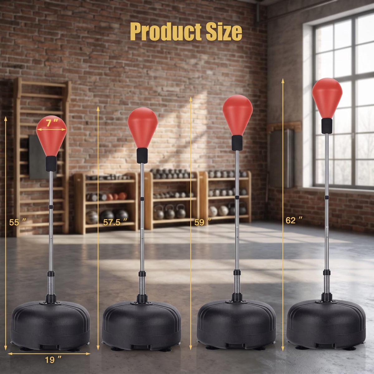 Airfind Adjustable Freestanding Punching Bag with Fillable Base and Boxing Gloves for Home Gym Fitness and Professional Training, Red