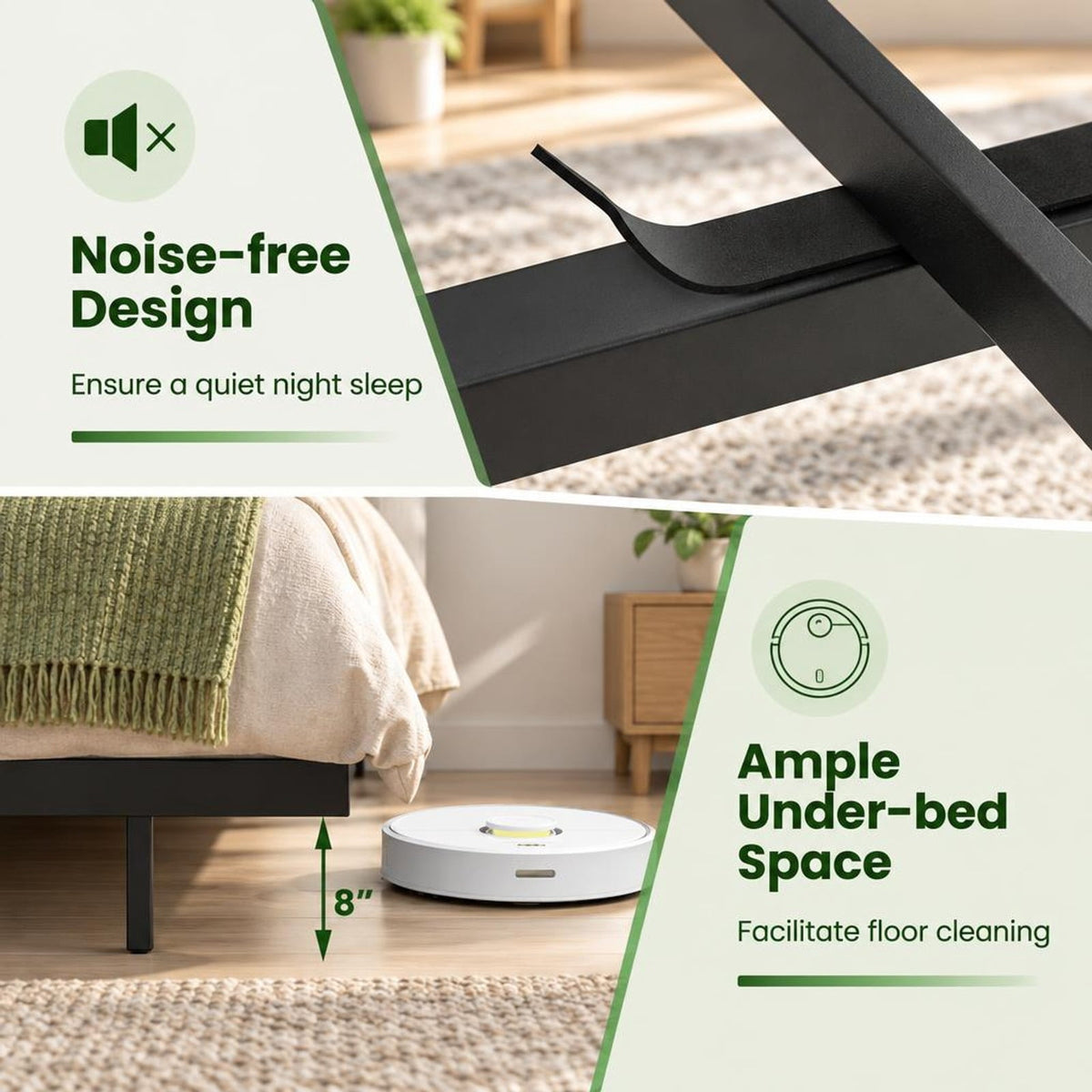 Airfind Full/Queen Size Floating Bed Frame with LED and Headboard and Charging Station, 660 lbs Capacity, 78.5 Inch x 55.5 Inch x 34 Inch Bed Platform Footprint