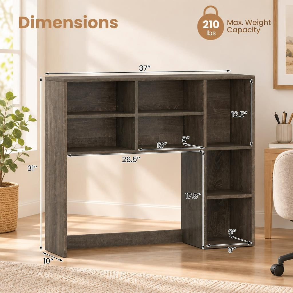 Airfind Desktop Bookshelf with 7 Open Cubbies and 3 Adjustable Shelves, 210 lbs Capacity, Engineered Wood MDF Frame, 37in x 10in x 31in Footprint