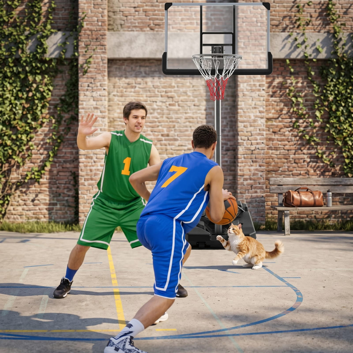 Airfind Portable Basketball Hoop with 5.4 to 6.6 Foot Adjustable Height 50 Inch Shatterproof Backboard and Fillable Base for Backyard Poolside, Black