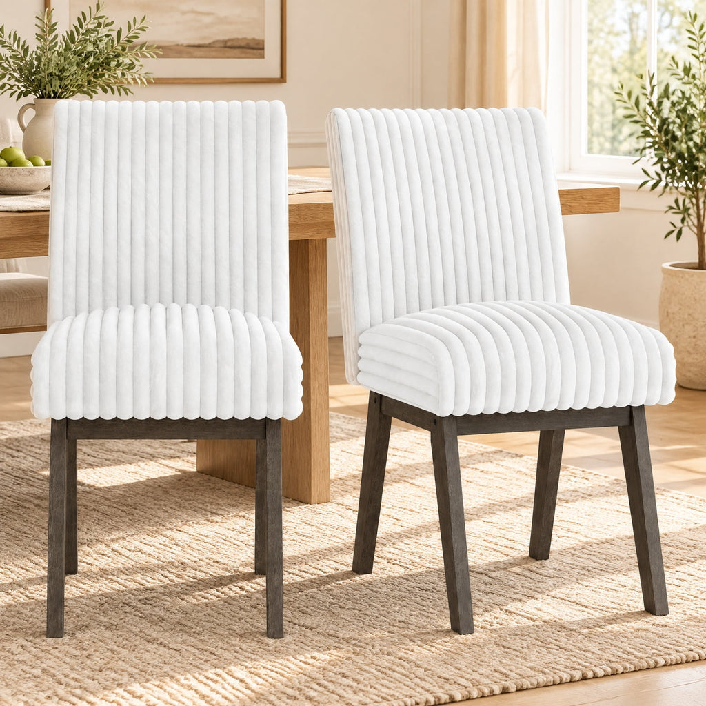 Airfind Dining Chairs Set of 2 Fabric Upholstered Kitchen Chairs with Padded Seatand Rubber Wood Legs-Gray and White, 400 lbs Capacity, Gray