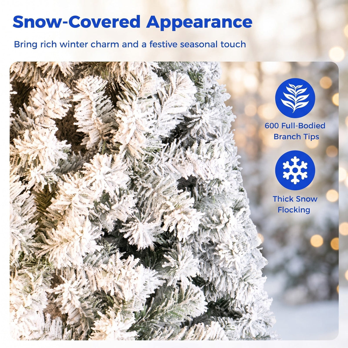 Airfind Artificial Snow-Flocked Christmas Tree with Branch Tips, PVC Metal Frame, 3 x 6 ft Tree Height 6 ft Tree Width 3 ft Footprint, Green