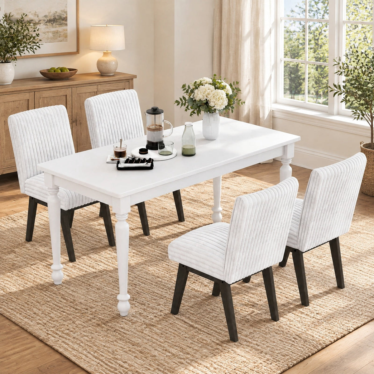 Airfind Dining Chairs Set of 4 Fabric Upholstered Kitchen Chairs with Padded Seat and Rubber Wood Legs, 400 lbs Capacity, 18 x 26 x 36 Footprint