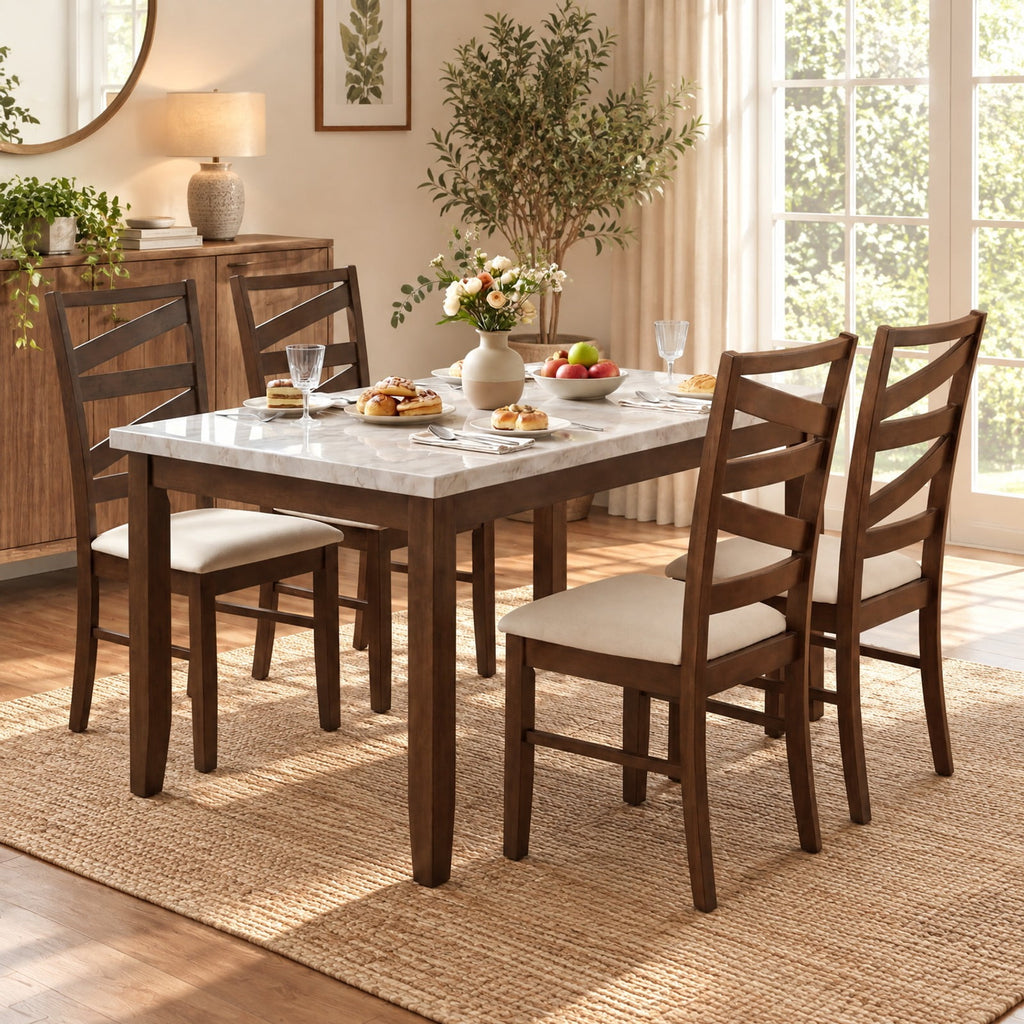 Airfind Dining Chairs Set of 2 with Backrests and Rubber Wood Frames, Chair 330 lbs Capacity, 21 × 18 × 38 Footprint, Brown