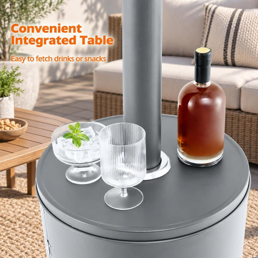 Airfind 50000 BTU Propane Patio Heater with Round Table Design, Aluminum 304 Stainless Steel Metal Frame, 32 x 87 Footprint, Gray