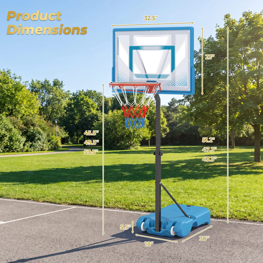 Airfind Pool Basketball Hoop with 3 Level Adjustable Height Shatterproof PC Backboard Weighted Base and Wheels for Swimming Pool Poolside Fun, Blue