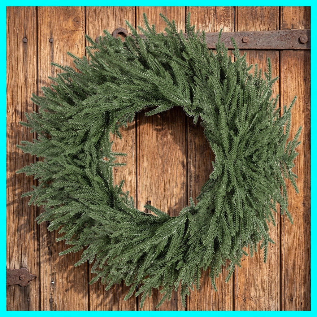 Airfind 24 Inch Pre-lit Christmas Wreath with 108 Branch Tips and 35 Warm White LED Lights for Wall Window-1 piece, TPE Metal Frame, White