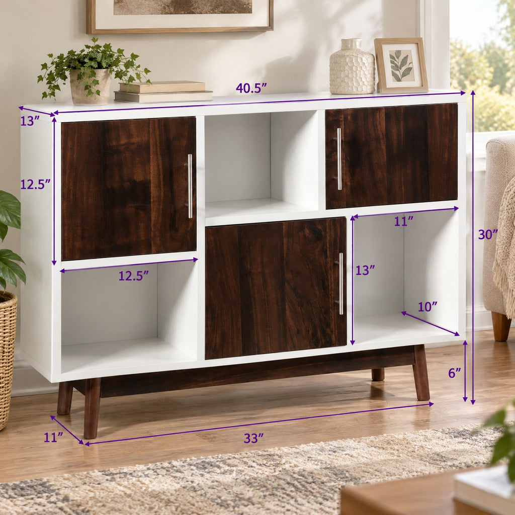 Airfind Wood Display Sideboard Storage Cabinet with Storage Compartments, 33 lbs Capacity, Solid particle board pinewood leg Frame, Wood
