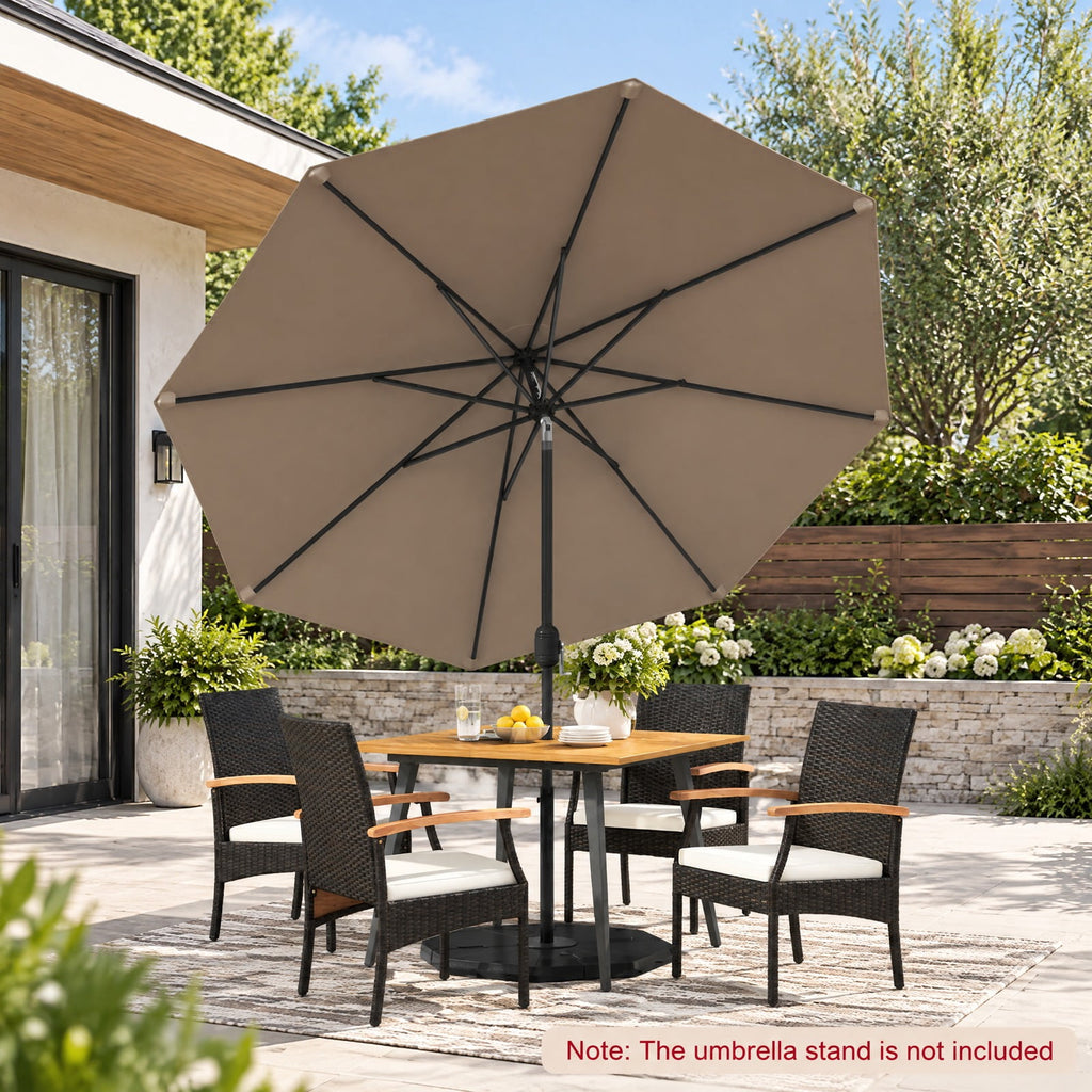Airfind 9 ft Outdoor Market Patio Table Umbrella Push Button Tilt Crank Lift, Iron Polyester Fabric Frame, Tan