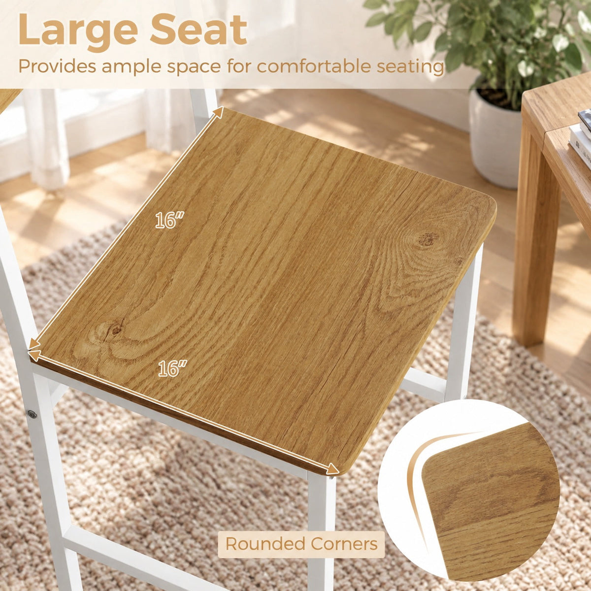 Airfind Set of 4 Dining Chairs with Metal Legs and Slanted Back, 300 lbs Capacity, Metal Engineered Wood Frame, 17.5 x 16 x 34 Footprint, Natural