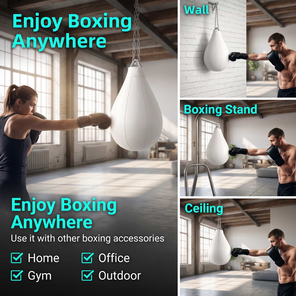 Airfind 21 Inch Water Aqua Punching Bag with Adjustable Metal Chain and Water Hose for Home Gym Boxing and Reaction Training, White