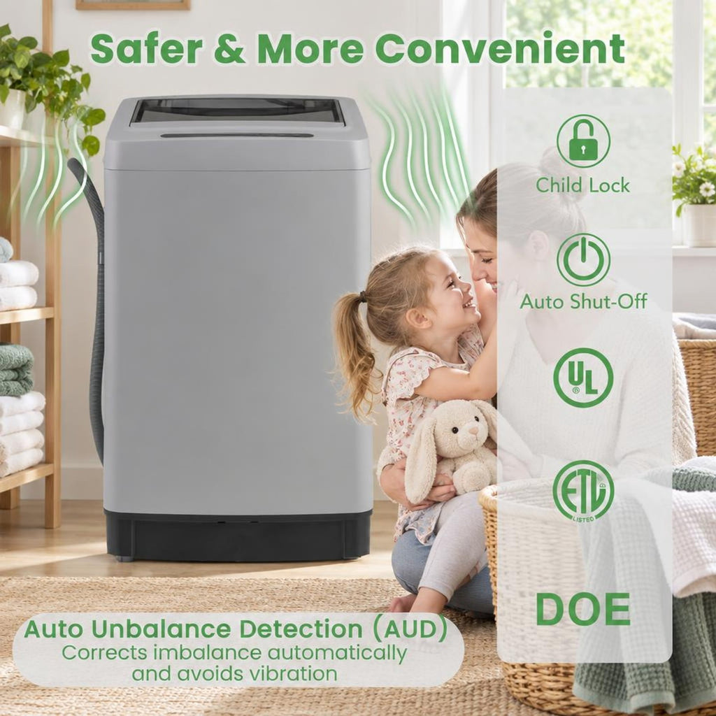Airfind Full-Automatic Washing Machine Washer and Spin Combo, ABS PP Stainless Steel Frame, Grey, 11 lbs large capacity for washing spinning