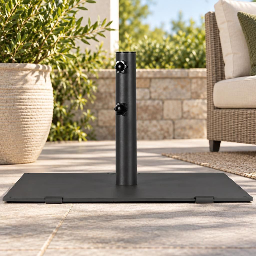 Airfind 24 Inch Square Patio Umbrella Base 50 LBS Weighted, Steel PP Frame, 24 x 24 x 14 (L x W x H) Suitable Footprint, Black