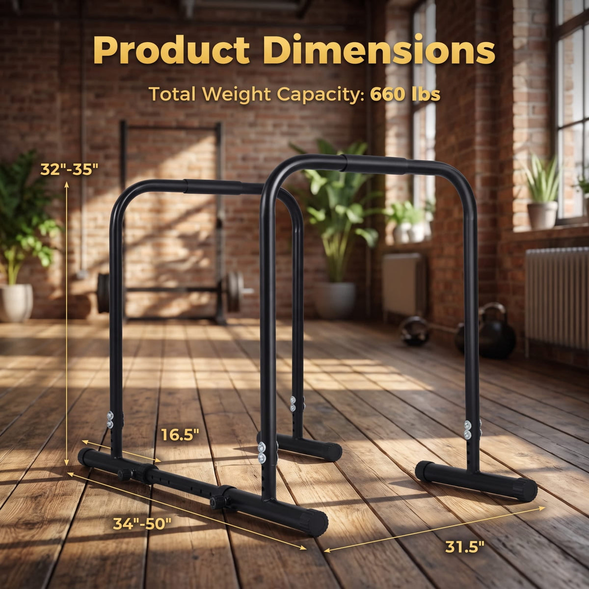 Airfind Adjustable Dip Bar Station with 4 Height and 5 Width Settings and Foam Padded Handles for Calisthenics and Strength Training, Black