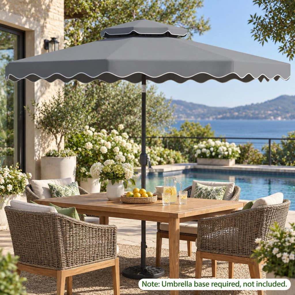 Airfind 9 Feet Patio Umbrella with Push Button Tilt and Crank, Polyester Fabric Metal Frame, 9 x 8.1 ft Footprint, Gray