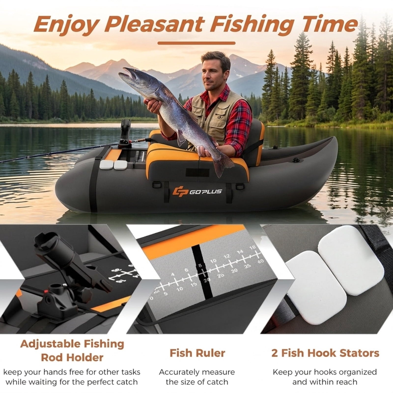 Airfind Inflatable Float Tube for Fly Fishing with Storage Pockets, Gray