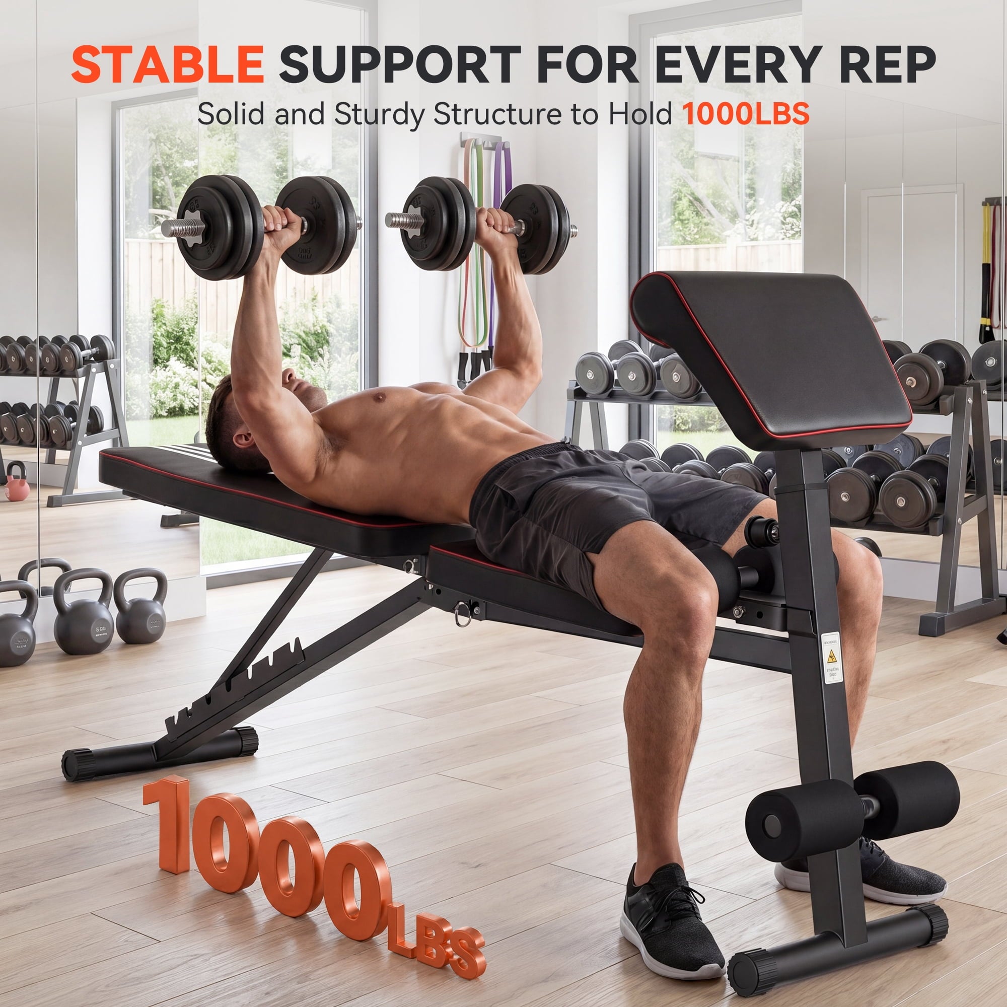 Airfind Adjustable Weight Bench,1000LBS Capacity Heavy Duty Foldable Workout Bench for Full Body Exercise, Flat/Incline/Decline, Bench Press for Home Gym with Preacher Pad & Leg Extension