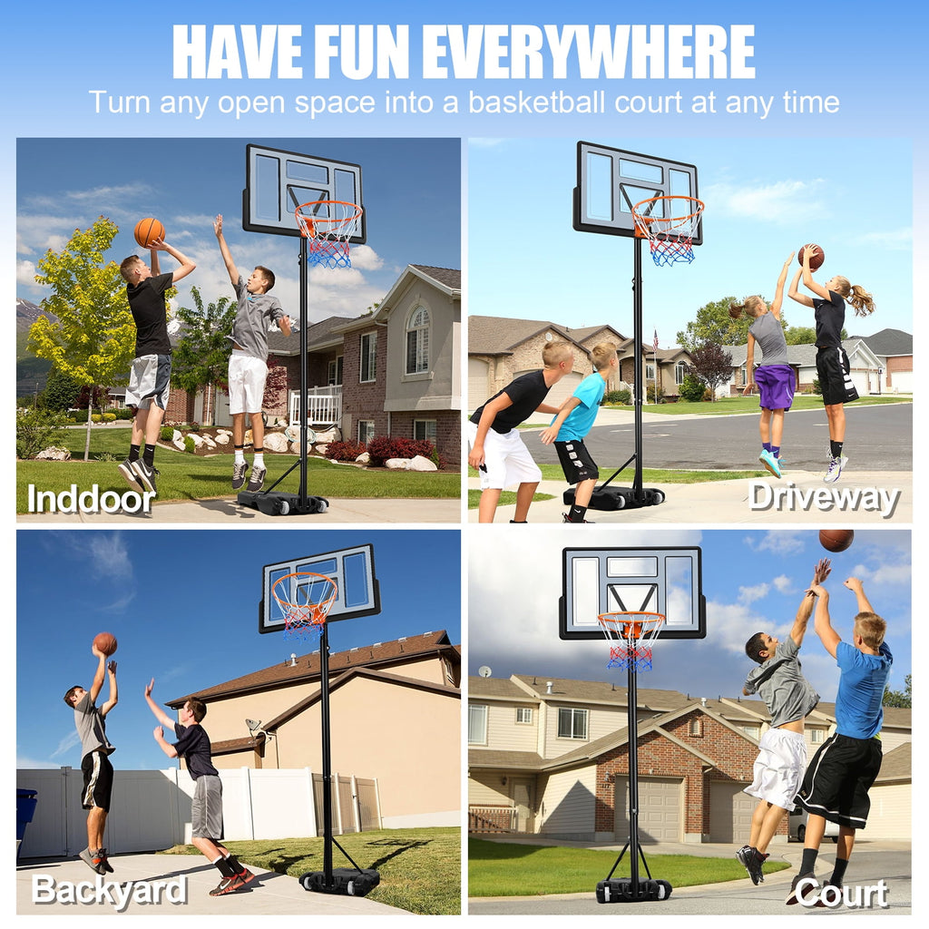 Airfind Portable Basketball Hoop 44in Backboard 5.7-10ft Adjustable with Wheels