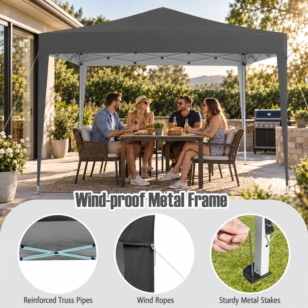 Airfind 10 FT x 10 FT Pop-Up Canopy Tent Easy Setup Instant Folding Shelter with Mesh Netting, 210D Oxford Fabric Frame, Gray