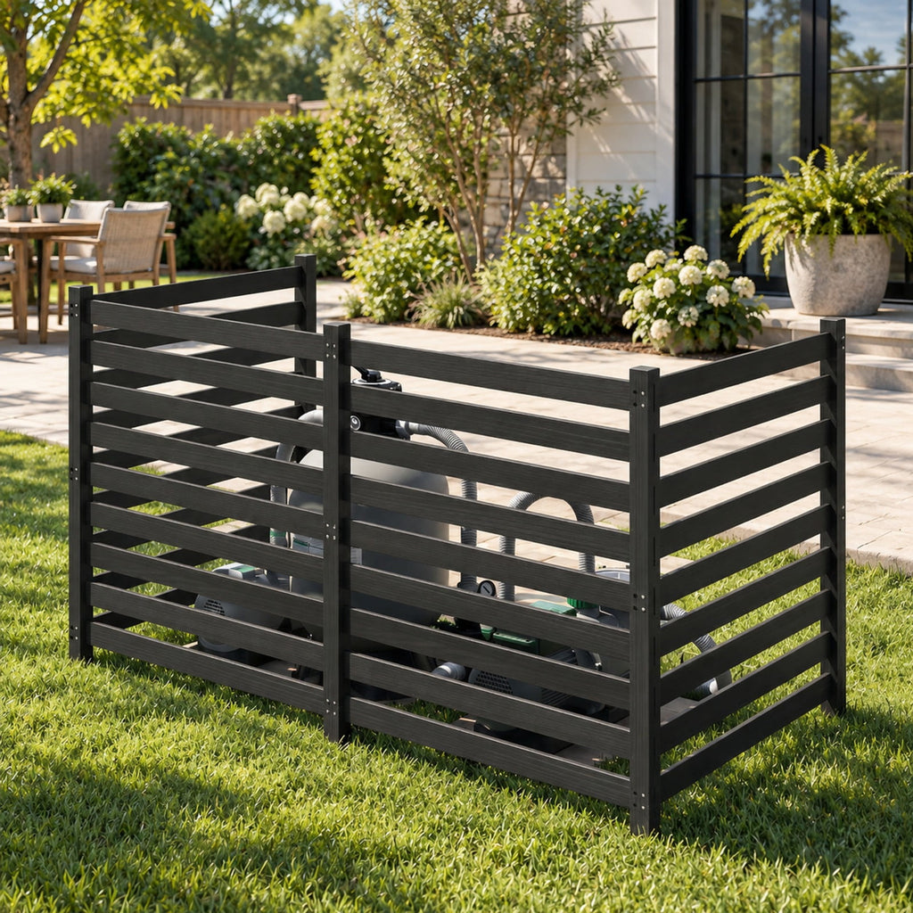 Airfind 4-Panel Wooden Outdoor Privacy Fence with Ground Stakes, Fir Wood Frame, Black, Product Dimensions of Each Screen 38.5 Inch