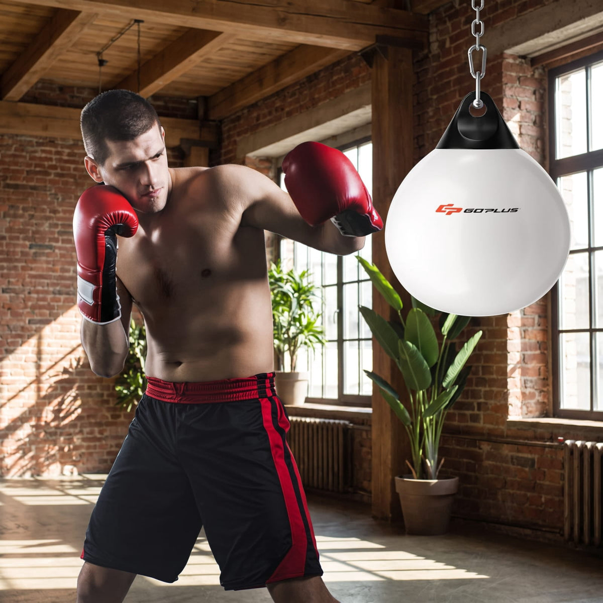 Airfind 18 Inch Water Aqua Punching Bag with Adjustable Metal Chain and Water Hose for Home Gym Boxing and Reaction Training, White