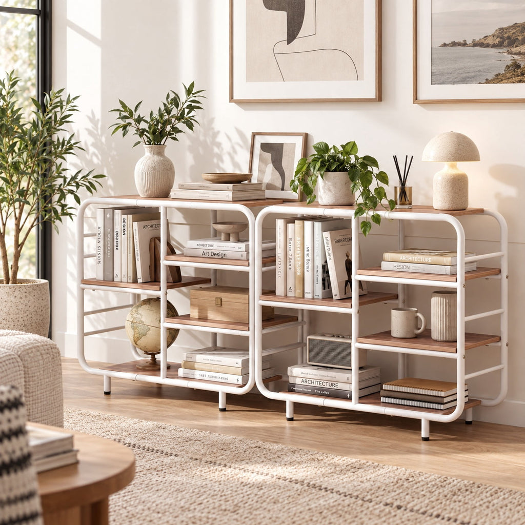 Airfind 5-Tier Storage Organizer Open Book Shelf with Metal Frame, 88 lbs Capacity, Engineered Wood Metal Frame, 30.5 x 12 x 27 Footprint