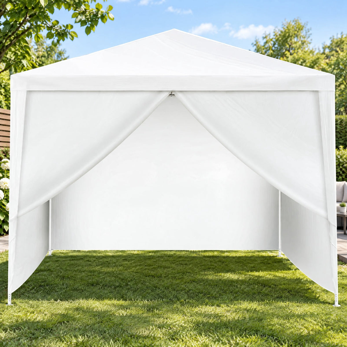 Airfind 10 x 10 Feet Outdoor Side Walls Canopy Tent with 4 Removable Sidewalls, Polyethylene fabrics Frame: Powder coated steel Frame, White