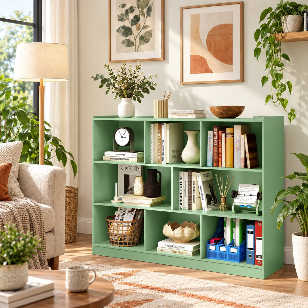 Airfind 3-Tier Open Bookcase 8-Cube Floor Standing Storage Shelves, 132 lbs Capacity, Engineered wood MDF Frame, 48 x 12.5 x 36.5 Footprint