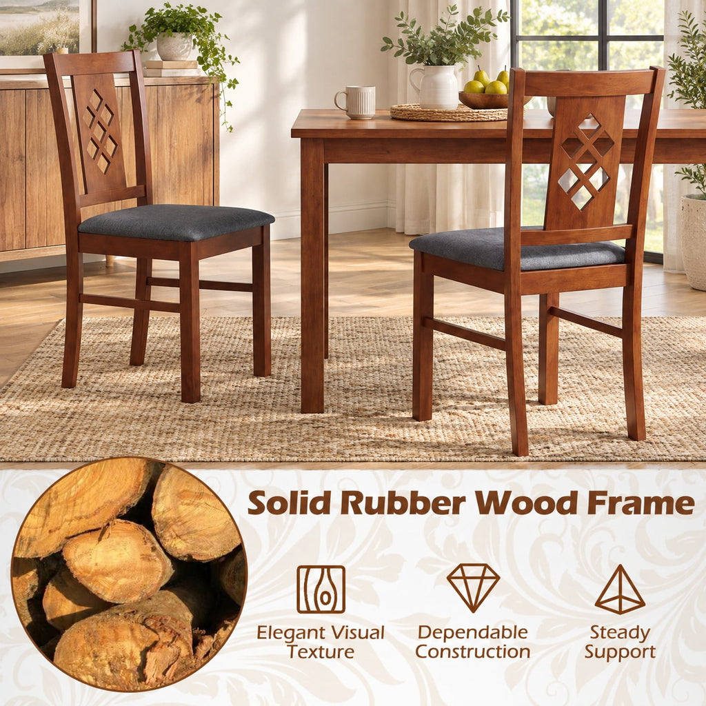 Airfind Linen Style Upholstered Kitchen Chairs with Wood Frames Set of 2, Chair 330 Lbs Capacity, Rubber Wood Polyester Sponge Engineered, Unspecified