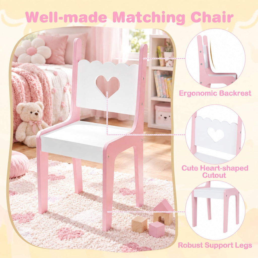 Airfind Youth Vanity Set Princess Girls Dressing Table featuring Mirror and Chair, 190 lbs Capacity, MDF Glass Frame, for 3-7 Years Old, White