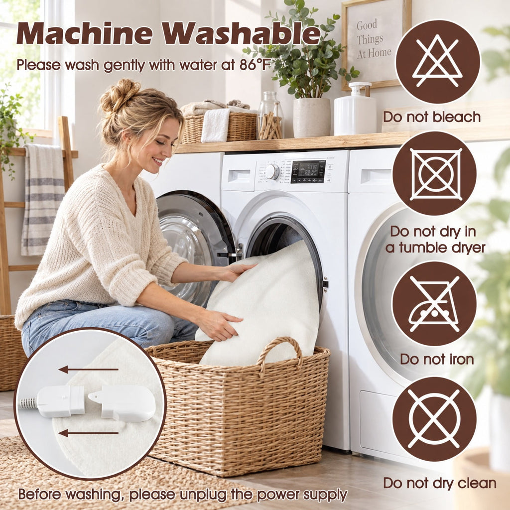 Airfind Machine Washable Electric Bed Warmer with Dual Controller 9 Heat Setting and 9-Hour Auto Off and Overheat Protection, Non-woven Fabric Frame