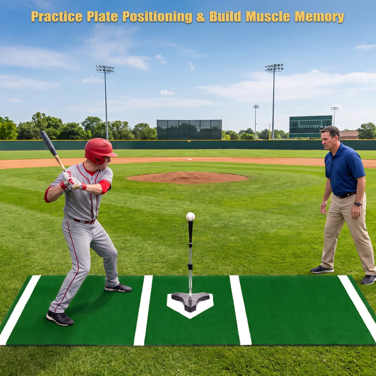 Airfind Softball Pitching Mat 10 x 3 Feet Softball Training Aid with Turf Surface and Pitching Plate and Carry Strap, Green