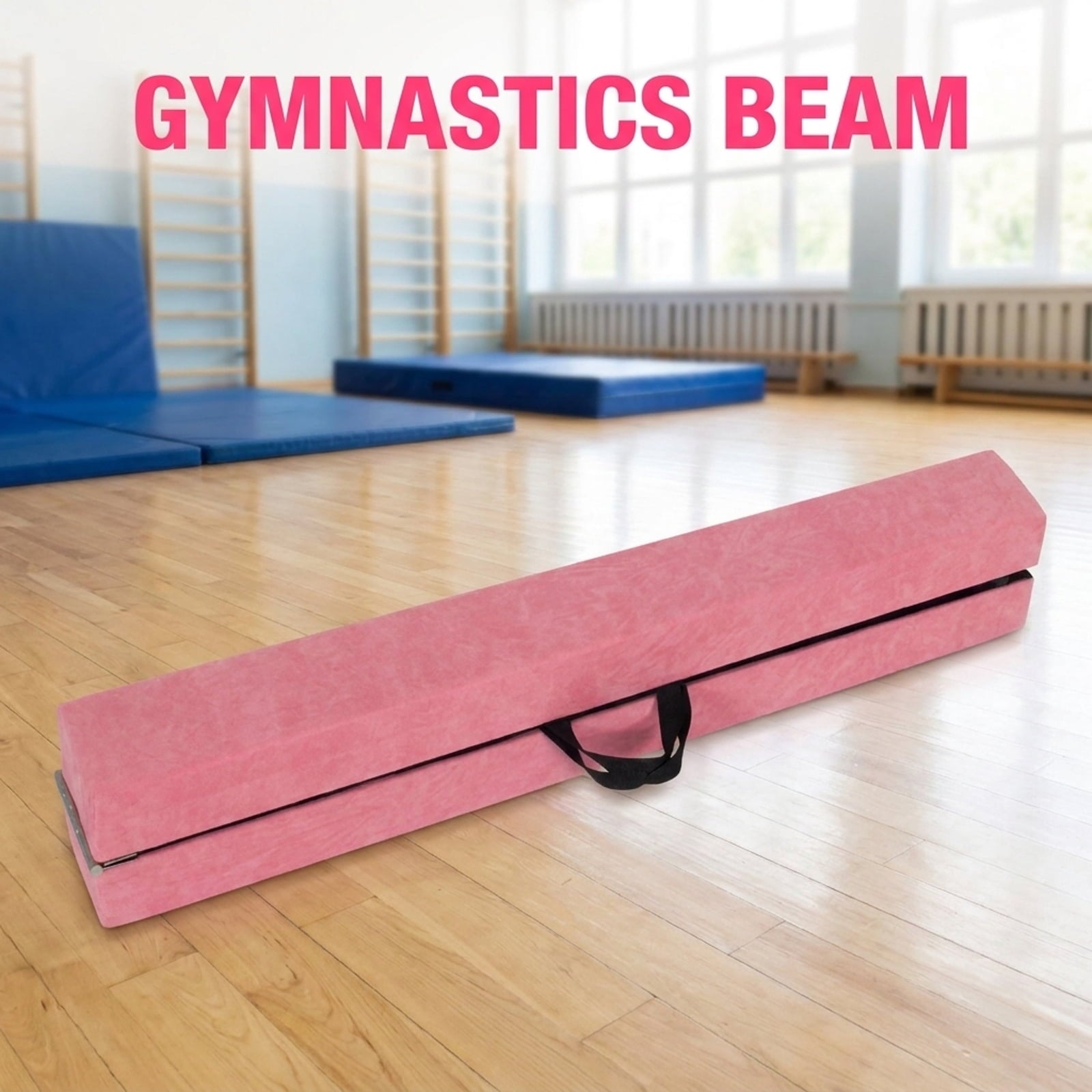Airfind Gymnastics Practice Set with Tri-Fold PU Mat and 9 ft Folding Balance Beam, Multi-Color