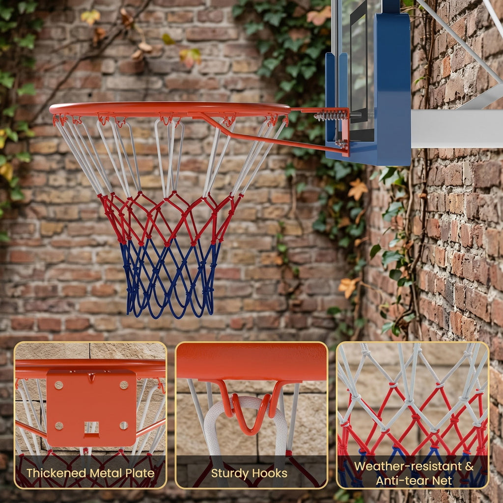 Airfind 18 Inch Basketball Rim Heavy Duty Wall Mounted Goal Replacement Steel Hoop with Nylon Net for Indoor Outdoor Play, Orange