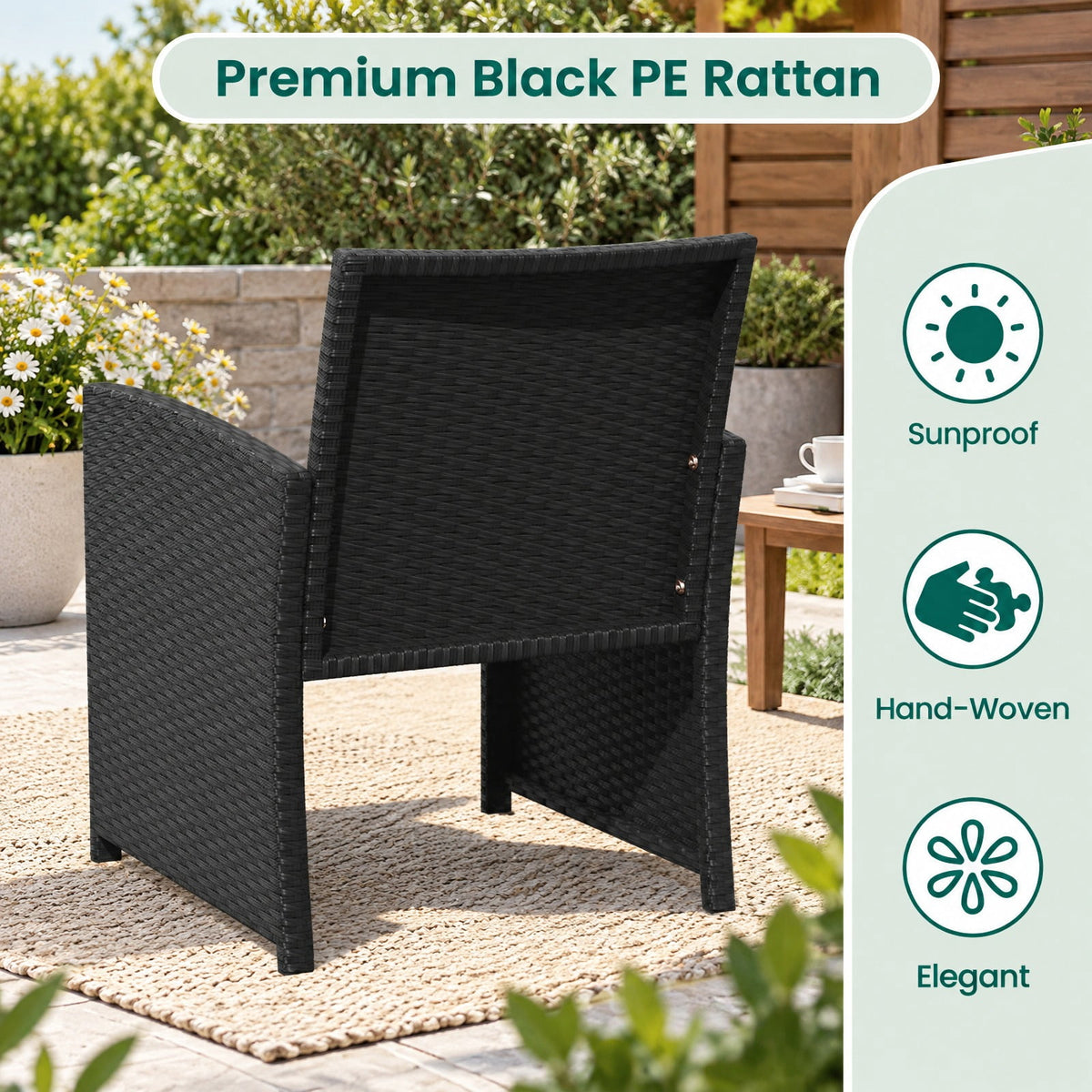 Airfind 4 Pieces Patio Furniture Set with Tempered Glass Tabletop and Removable Cushion, 400 lbs Capacity, Rattan Steel Sponge Frame, Turquoise