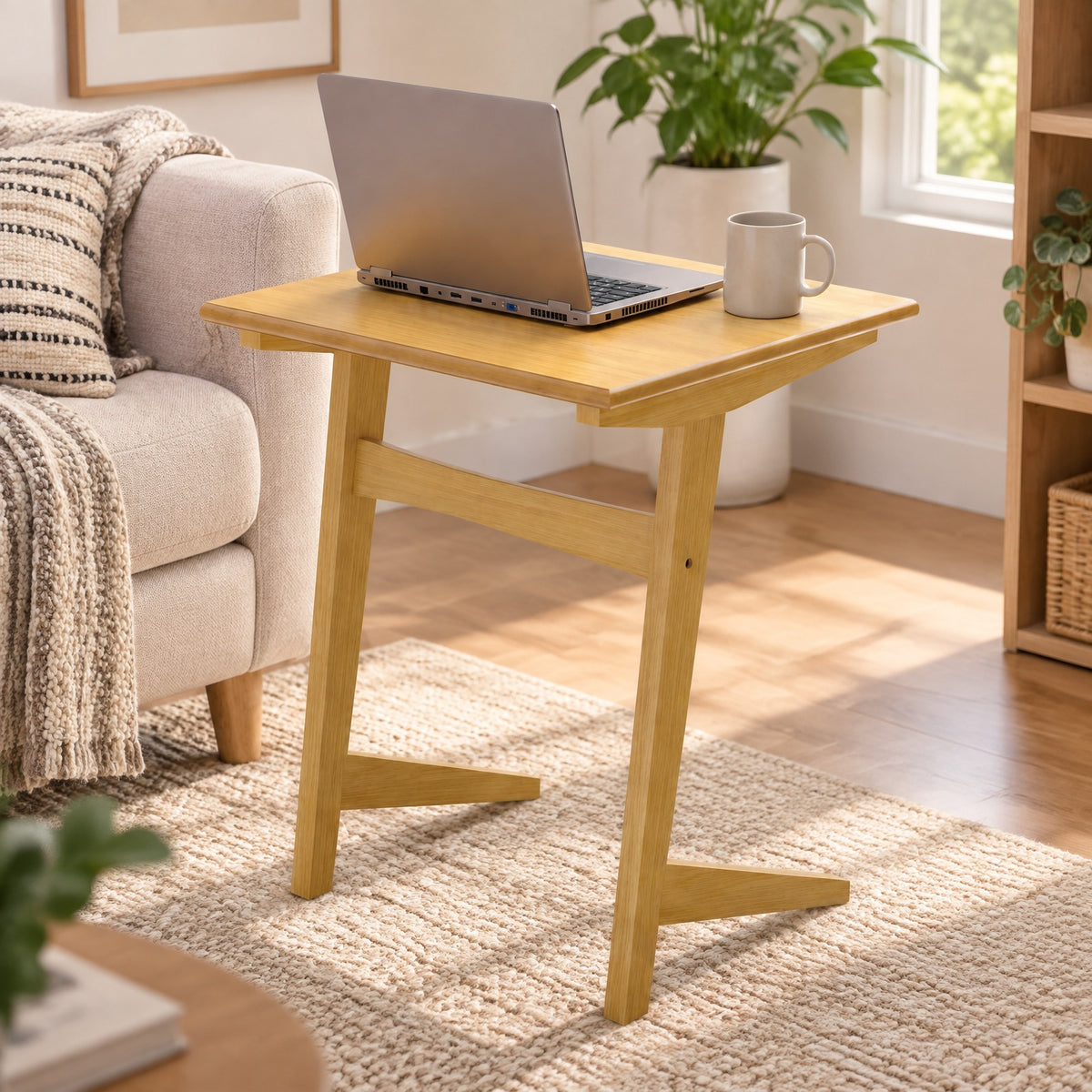 Airfind 1 Piece Wood Sofa Side Table C, 165 lbs Capacity, Rubber Wood MDF Frame, 20 x 18 x 24.5 Footprint, Wood