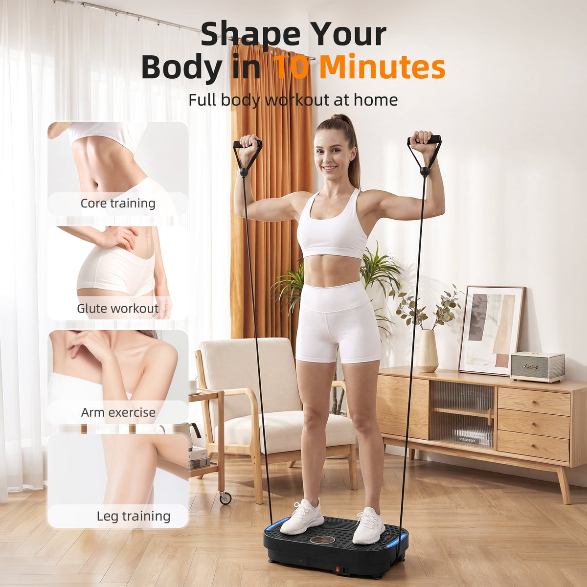 Airfind Vibration Plate Exercise Machine,Whole Body Vibration Platform with Bluetooth Speaker,LED Display and Remote Control,2 Resistance Bands,Home Fitness Trainer,Black