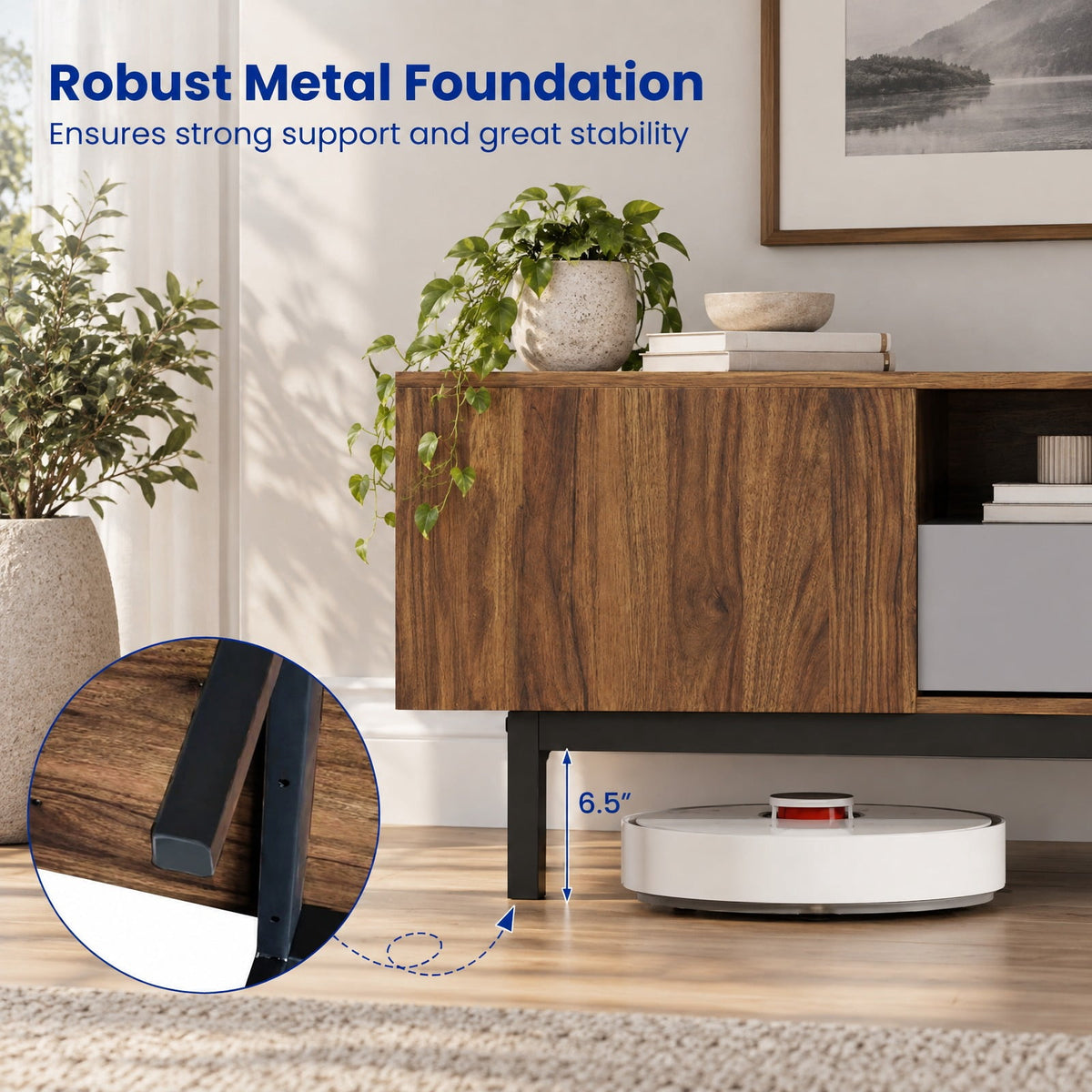 Airfind Modern Mid Century TV Cabinetfor TVs up to 82 with Drawer, 200 lbs Capacity, Engineered Wood MDF Metal Frame, 71 x 16.5 x 20 Footprint