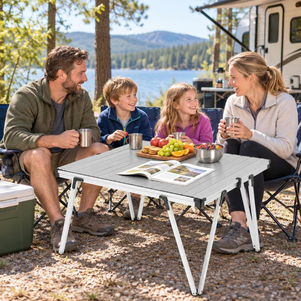Airfind Folding Camping Table Picnic Table with Storage Bag and Waterproof Desktop, 176lbs Capacity, Aluminum PP Frame, 37 x 27 x 19 Footprint