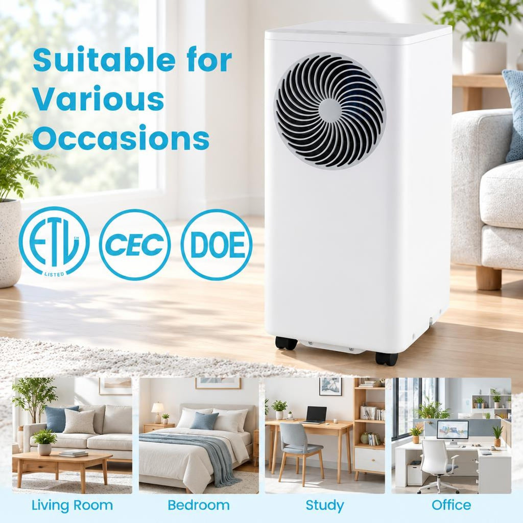 Airfind 8200/10000 BTU Portable Air Conditioner 3-in-1 Stand up AC Unit with Dehumidifier-10000 BTU, HIPS ABS Frame, White