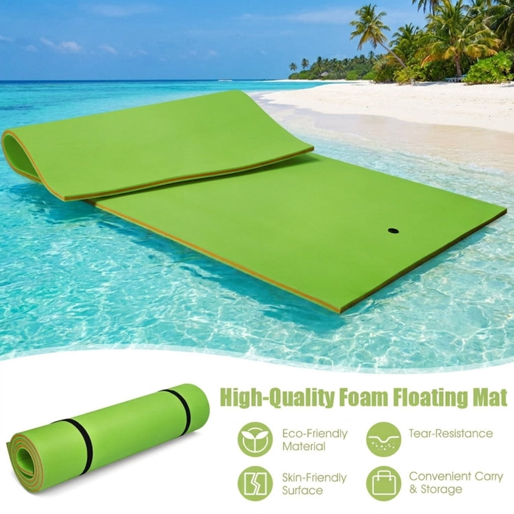 Airfind Oversized Inflatable Pool Float for Adults with Ultra-Soft Flocked Surface and Dual Air Chambers plus Patch Kit and Storage Bag for Lake and Swimming Pool Lounging, Green