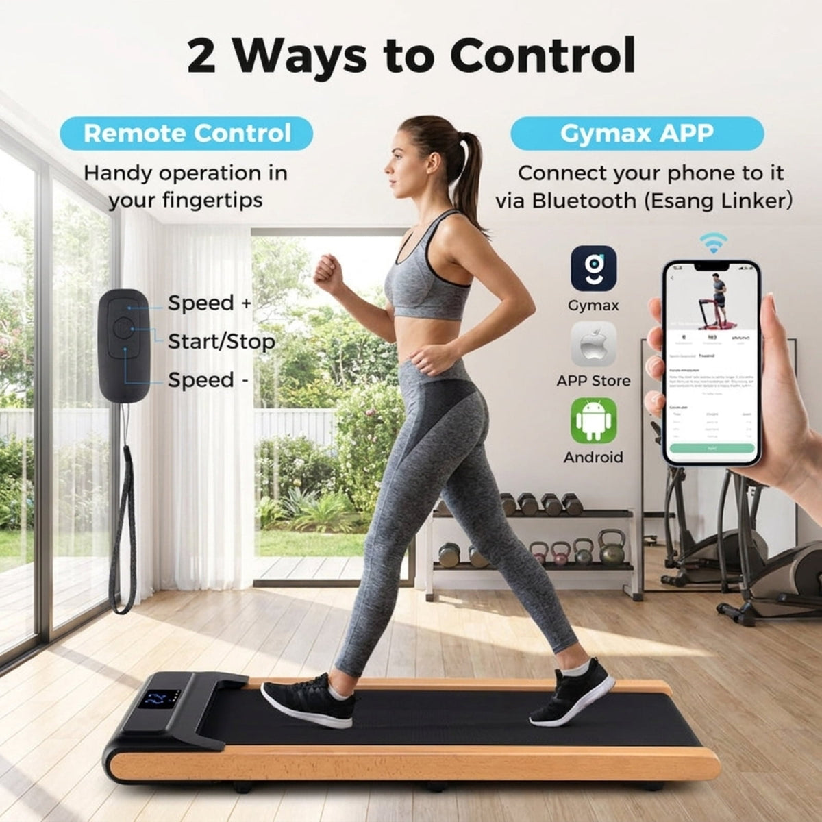 Airfind SlimWalk 5 in Under Desk Walking Pad Treadmill for home with remote control and smart app plus 220 lb capacity and 48 x 21 in belt for small spaces, Black