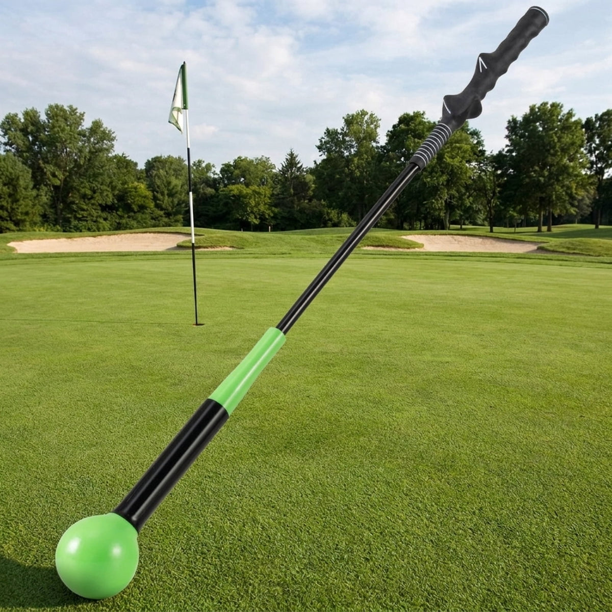 Airfind Indoor Golf Putting Green Mat with Auto Ball Return System, Alignment Guides, 2 Holes and Regulation Size Surface, Green